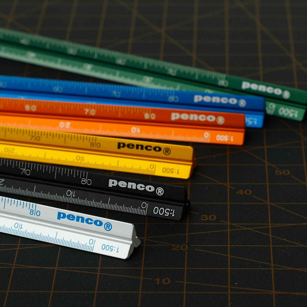 Load image into Gallery viewer, Penco Drafting Scale Ruler aluminum triangular scale tool.
