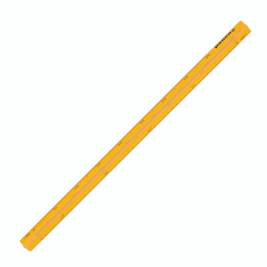 Penco Drafting Scale Ruler Yellow anodized aluminum triangular ruler.