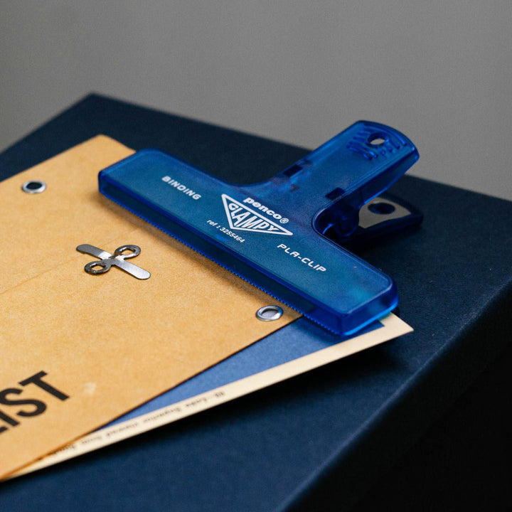 Penco Plastic Clampy Pla-Clip Clear Blue Binder Clip