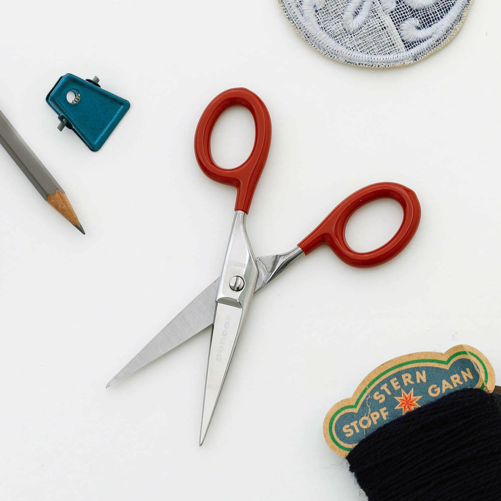 Penco Stainless Steel Scissors Small – Red – portable scissors with red handle and case.