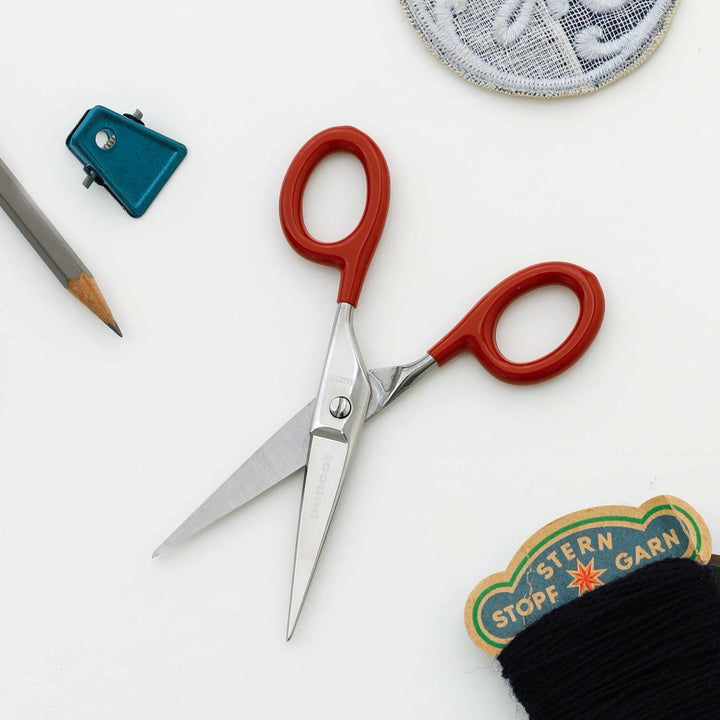 Penco Stainless Steel Scissors Small – Red – portable scissors with red handle and case.