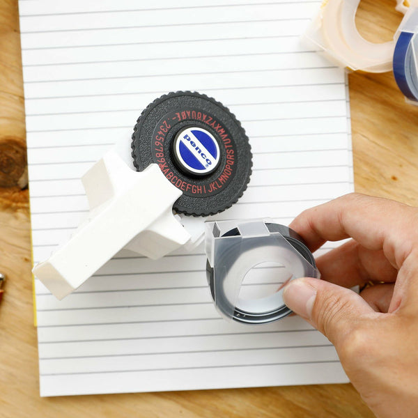 将图片加载到图库查看器，Penco Tape Writer Refill Set B – 9mm embossing label tape refills in clear and black for Penco label maker (DP115).
