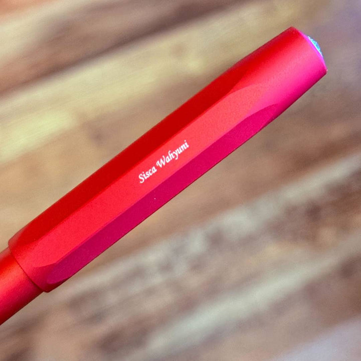 Personalized Name Engraving On Kaweco AL Sport Gel Roller Pen - Deep Red