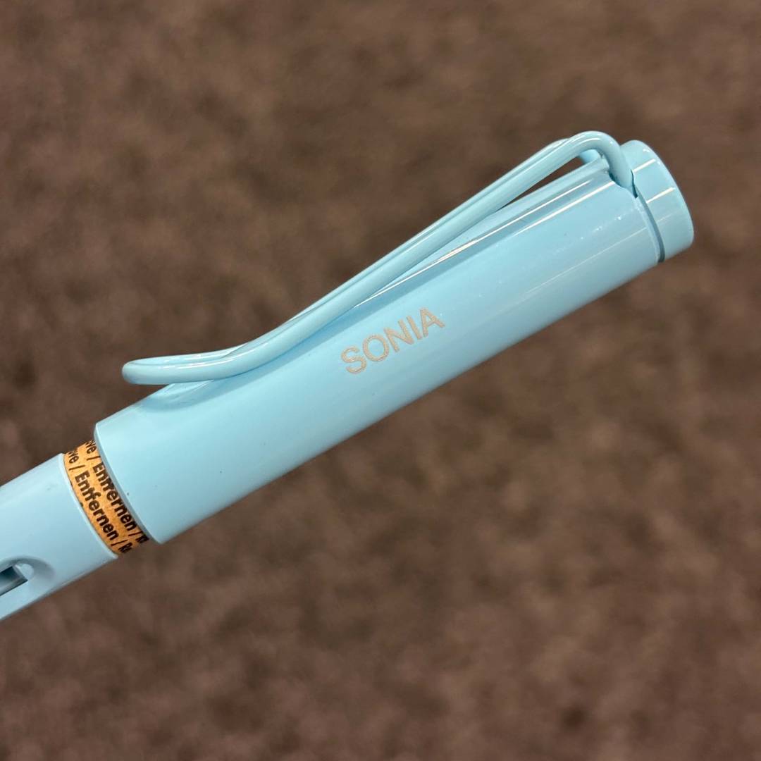 Personalized Name Engraving On LAMY Safari Deelite Fountain Pen - Aqua Sky (Special Edition)