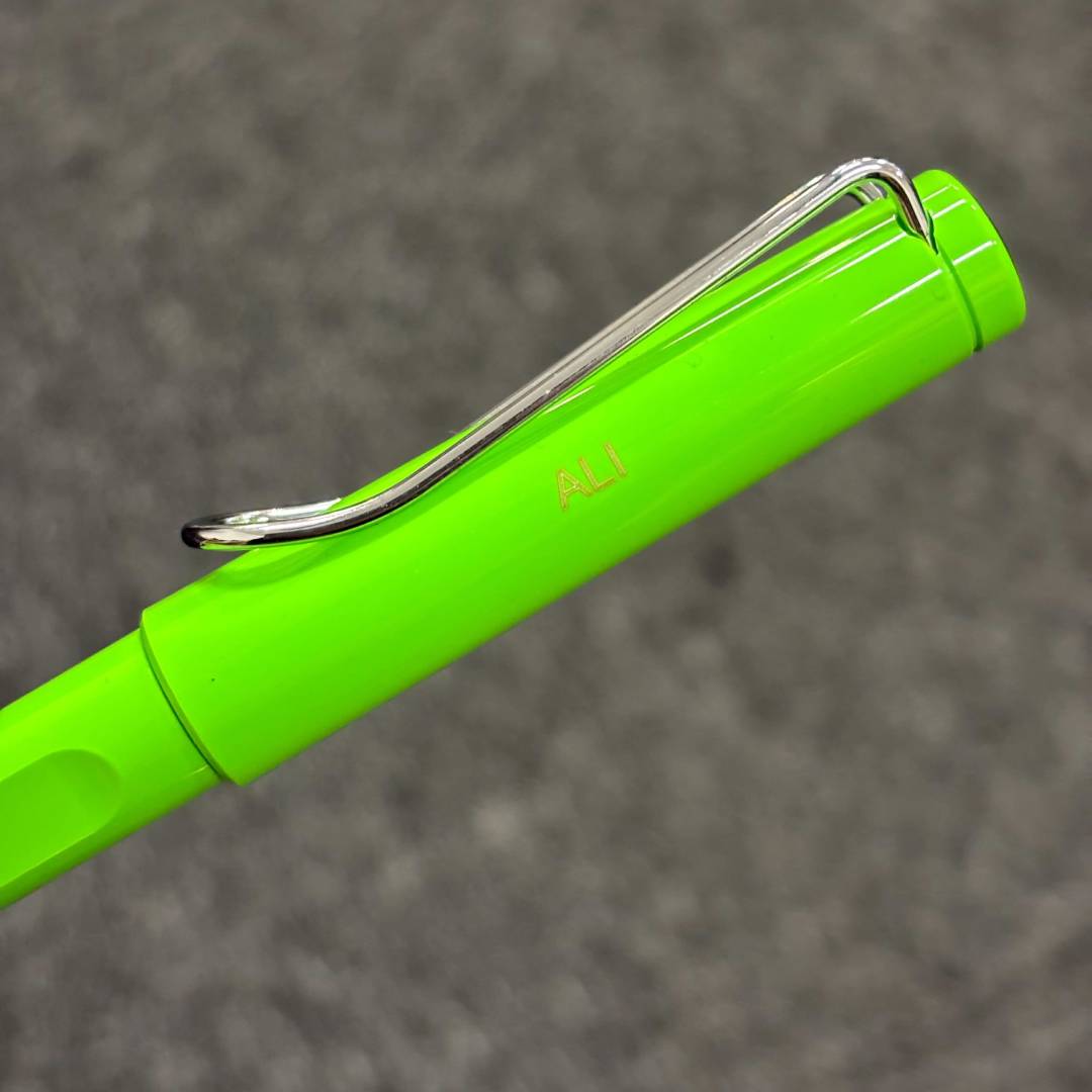 Personalized Name Engraving On Lamy Safari Rollerball Pen Green