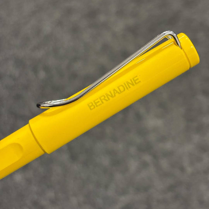 Personalized Name Engraving On Lamy Safari Rollerball Pen Yellow
