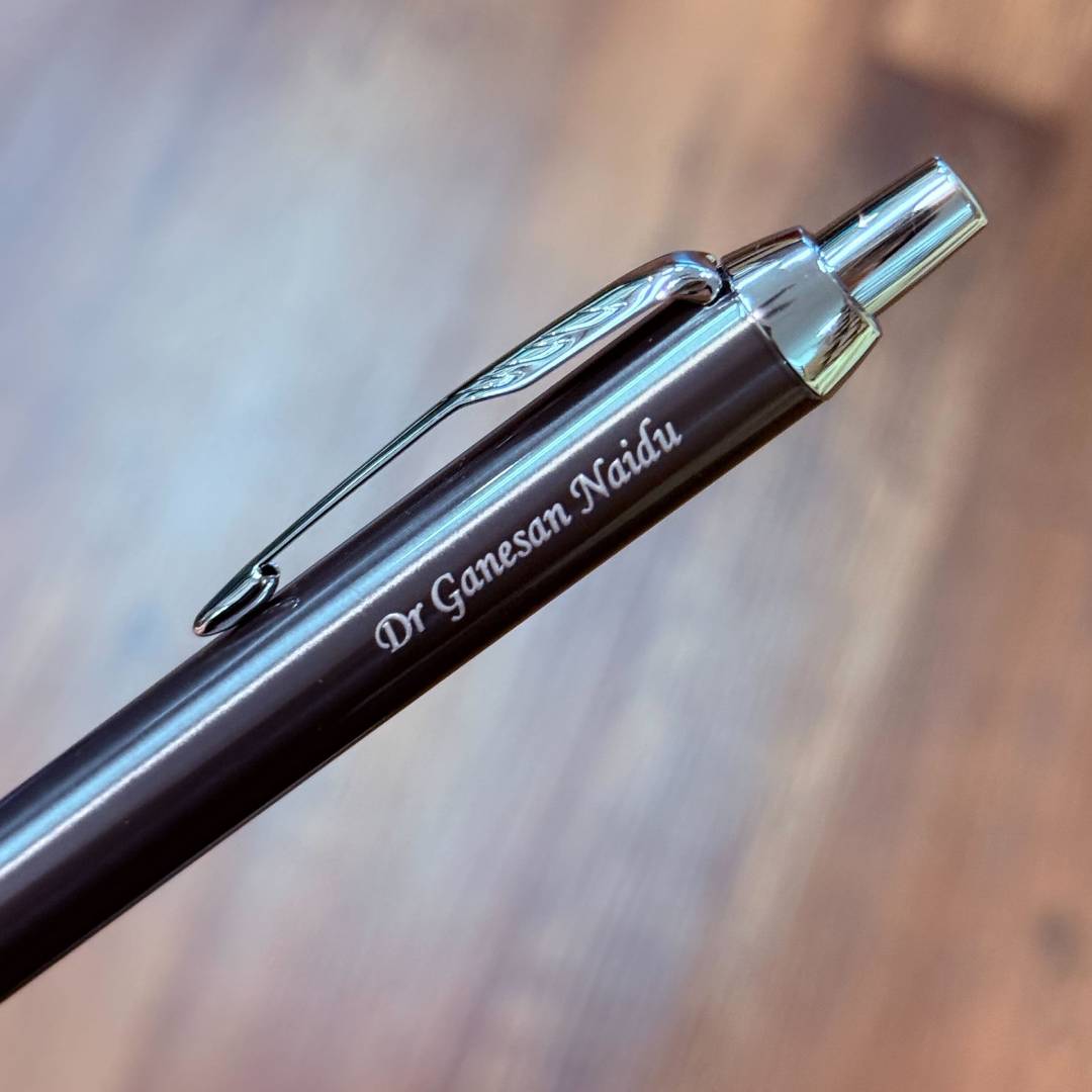 Personalized Name Engraving On Parker IM Dark Espresso CT Ballpoint Pen Gift Set