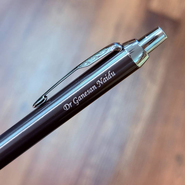 Personalized Name Engraving On Parker IM Dark Espresso CT Ballpoint Pen Gift Set