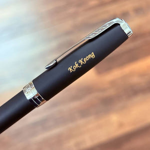 Personalized Name Engraving On Parker Sonnet Matte Black CT Rollerball Pen