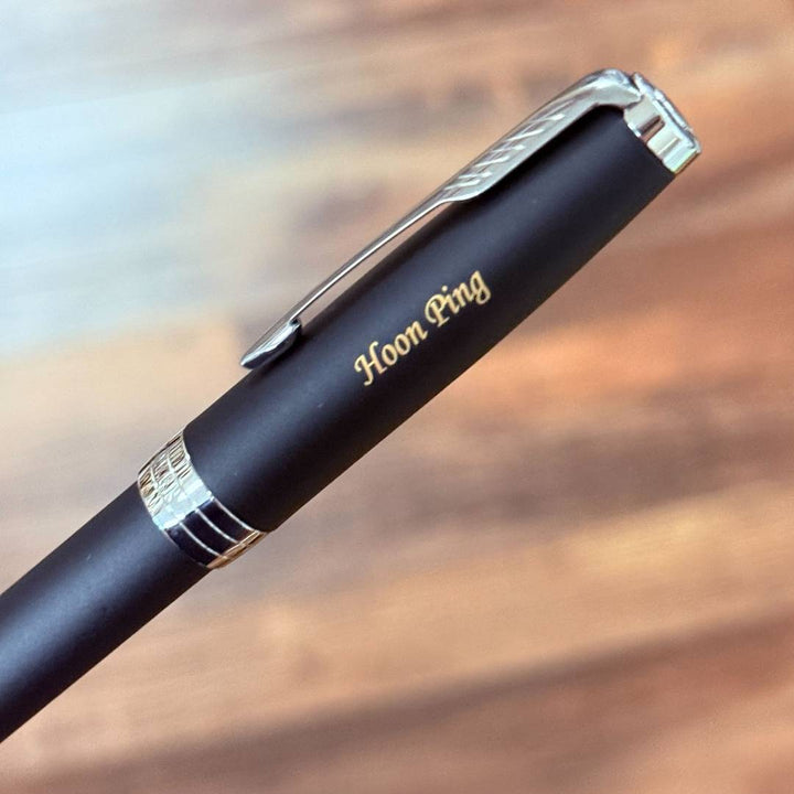 Personalized Name Engraving On Parker Sonnet Matte Black CT Rollerball Pen