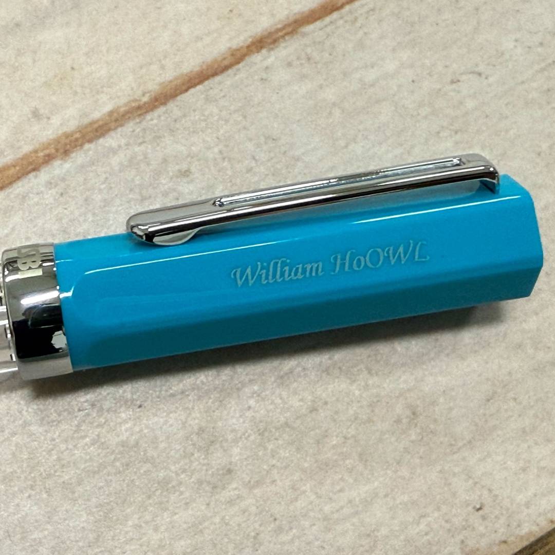 Personalized Name Engraving On TWSBI ECO Fountain Pen Cerulean Blue Medium Nib