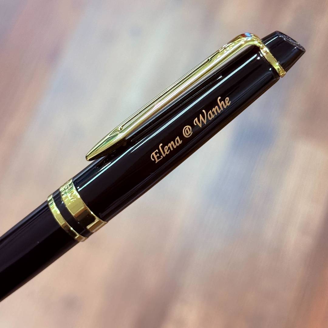 Personalized Name Engraving On Waterman Expert3 Laque Black GT Ballpoint Pen