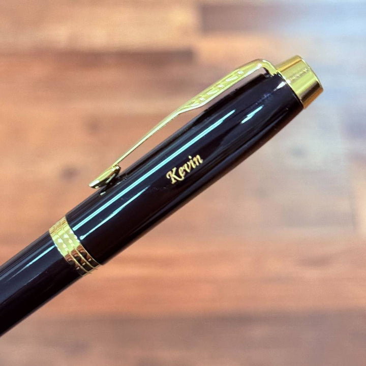 Personalized Name Engraving On Waterman Hemisphere Lacquer 2 Plain Black GT Fountain Pen - Fine