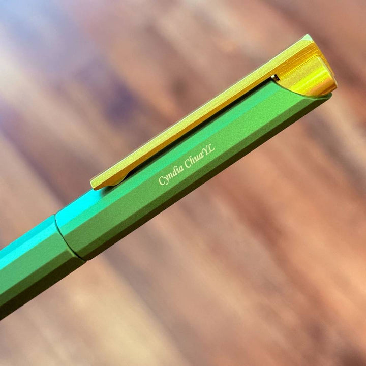 Personalized Name Engraving On Ystudio Glamour Evolve-Bihex Rollerball Pen Absinthe