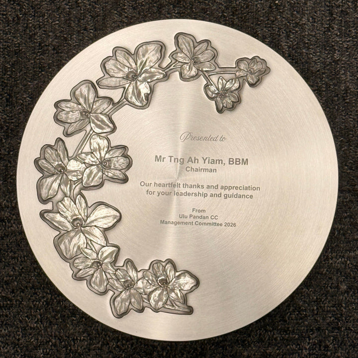 Personalised Name Engraving on Royal Selangor Classics Orchid Plate at Cityluxe WorkRoom