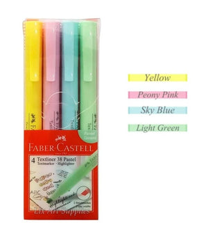 Faber-Castell Textliner 38 Pastel Highlighter Pen (Wallet of 4pcs, Multicolor)