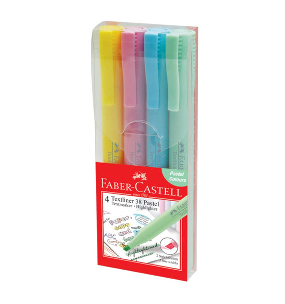 이미지를 갤러리 뷰어에 로드 , Faber-Castell Textliner 38 Pastel Highlighter Pen (Wallet of 4pcs, Multicolor)
