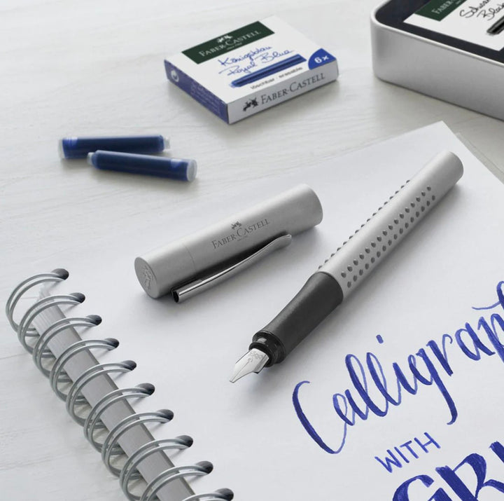 Faber-Castell Grip Fountain Pen Calligraphy Set silver (1.1/ 1.4/ 1.8)