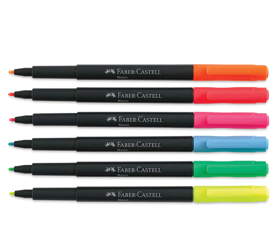 Faber-Castell Metallics Marker Cardboard Wallet Of 6 /  Neon marker Cardboard Wallet Of 6 — Faber-Castell stationery item — premium stationery and lifestyle, at Cityluxe Singapore