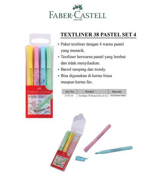 Load image into Gallery viewer, Faber-Castell Textliner 38 Pastel Highlighter Pen (Wallet of 4pcs, Multicolor)
