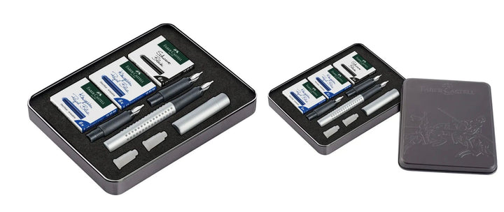 Faber-Castell Grip Fountain Pen Calligraphy Set silver (1.1/ 1.4/ 1.8)