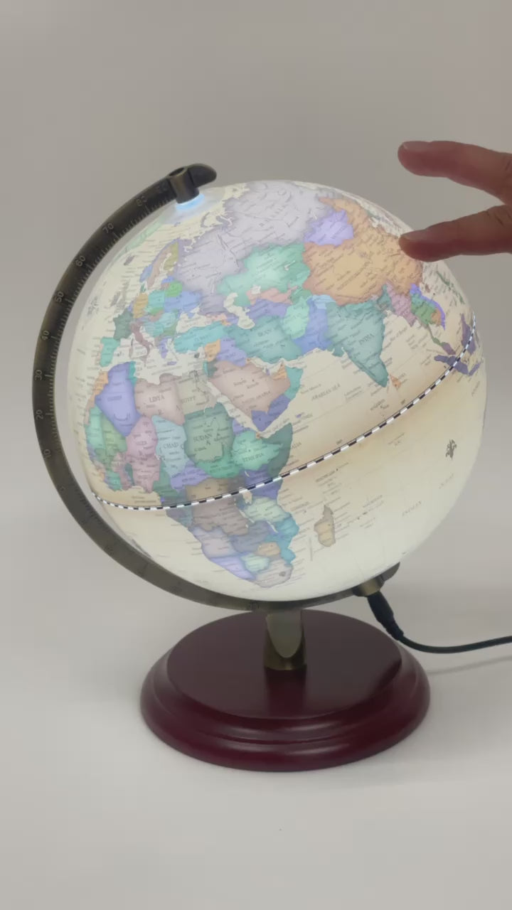 Luxo Antique Globe Map LED + Wood Base - 20cm