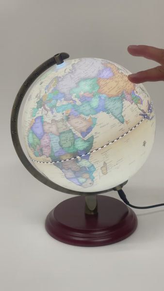 Load and play video in Gallery viewer, Luxo Antique Globe Map LED + Wood Base - 20cm
