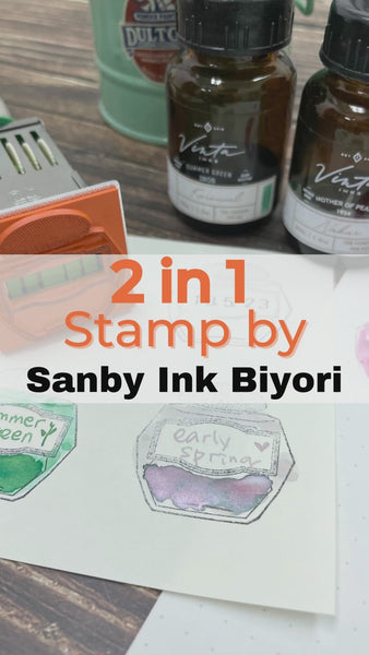 Load and play video in Gallery viewer, Sanby Ink Biyori Date Stamp - Ink Bottle
