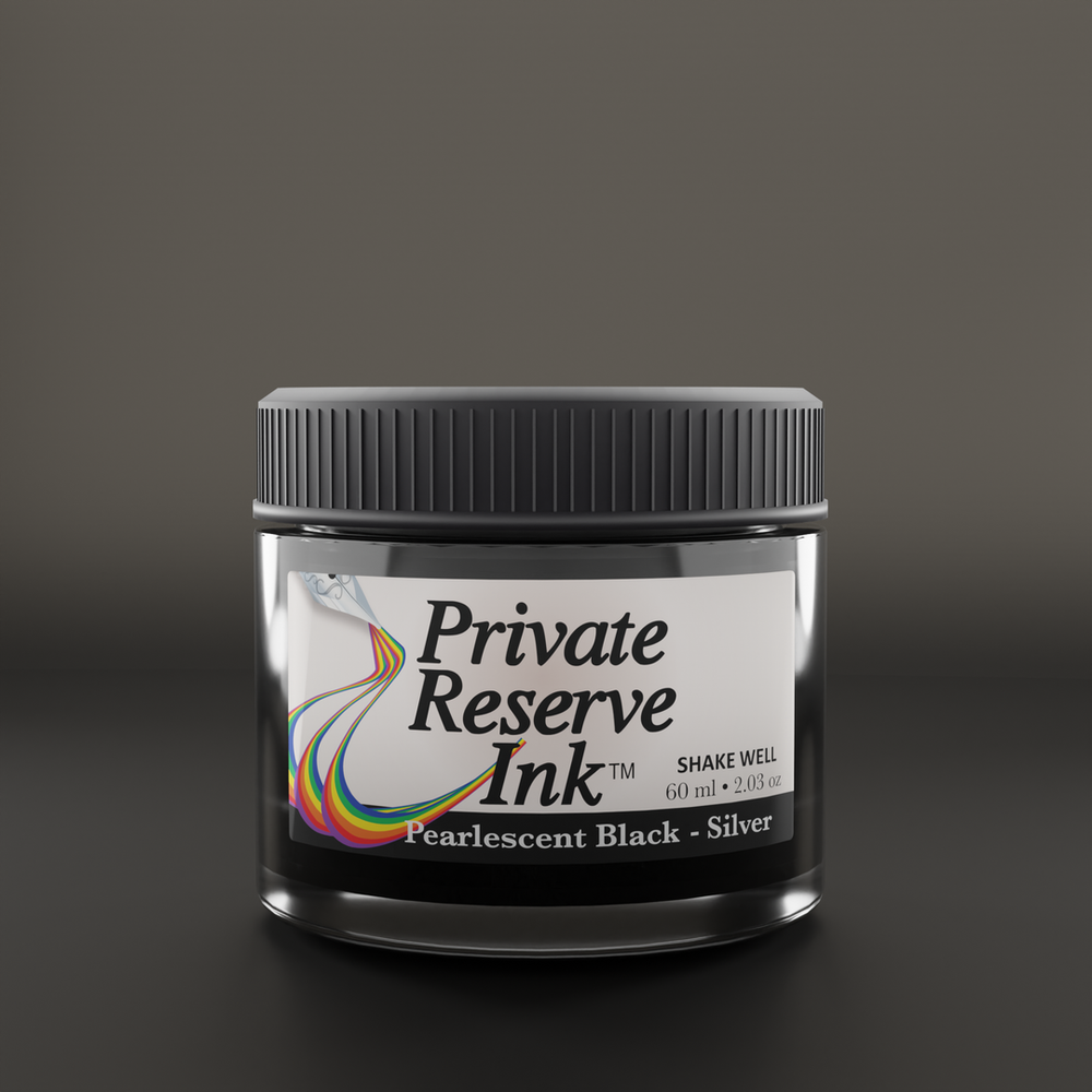 Private Reserve 60ml Ink Bottle Pearlescent Black-Silver – colour swatch