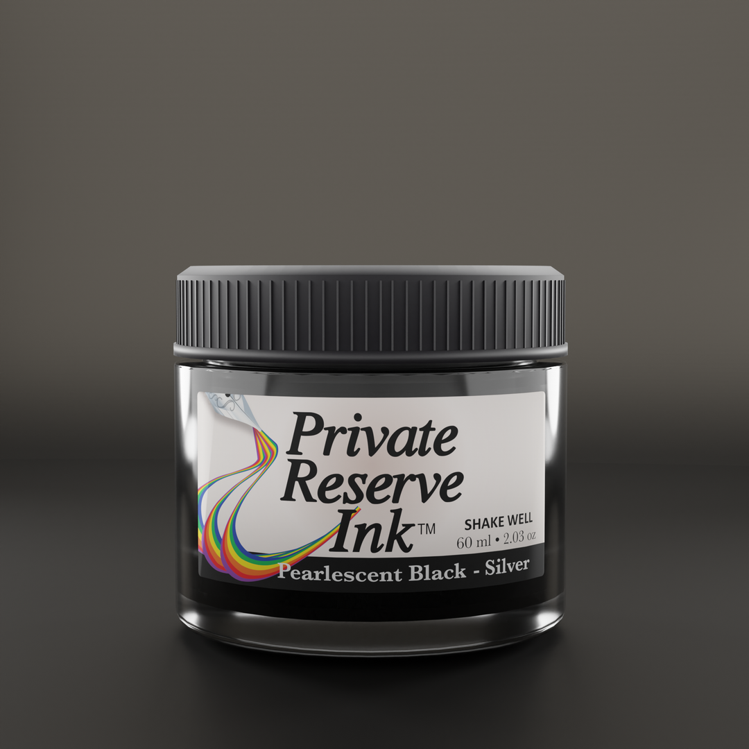 Private Reserve 60ml Ink Bottle Pearlescent Black-Silver – colour swatch