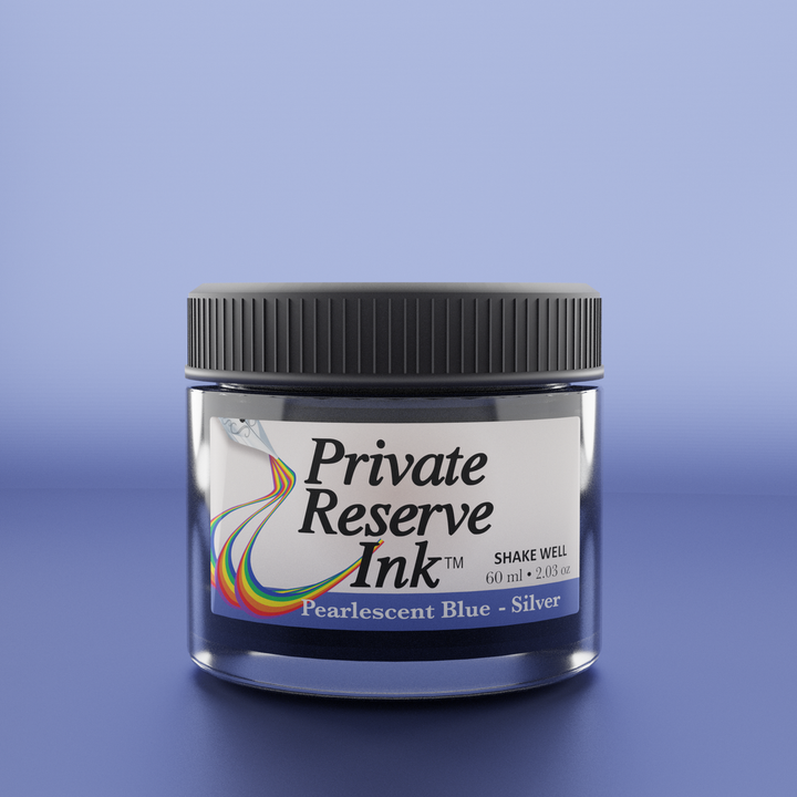 Private Reserve 60ml Ink Bottle Pearlescent Blue-Silver – colour swatch