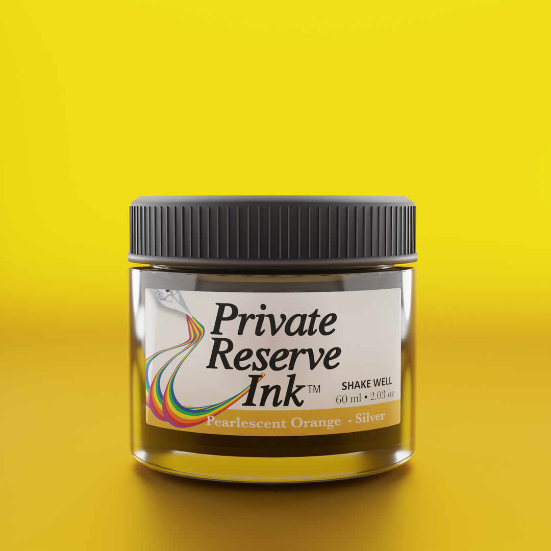 Private Reserve 60ml Ink Bottle Pearlescent Orange-Silver – colour swatch