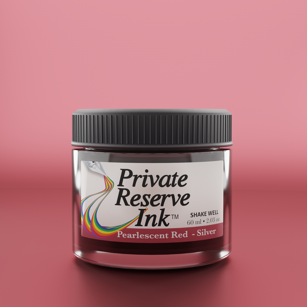 Private Reserve 60ml Ink Bottle Pearlescent Red-Silver – colour swatch