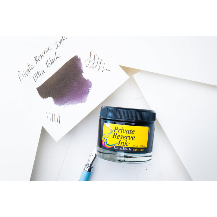 Private Reserve 60ml Ink Bottle Ultra Black, FAST DRY – colour swatch