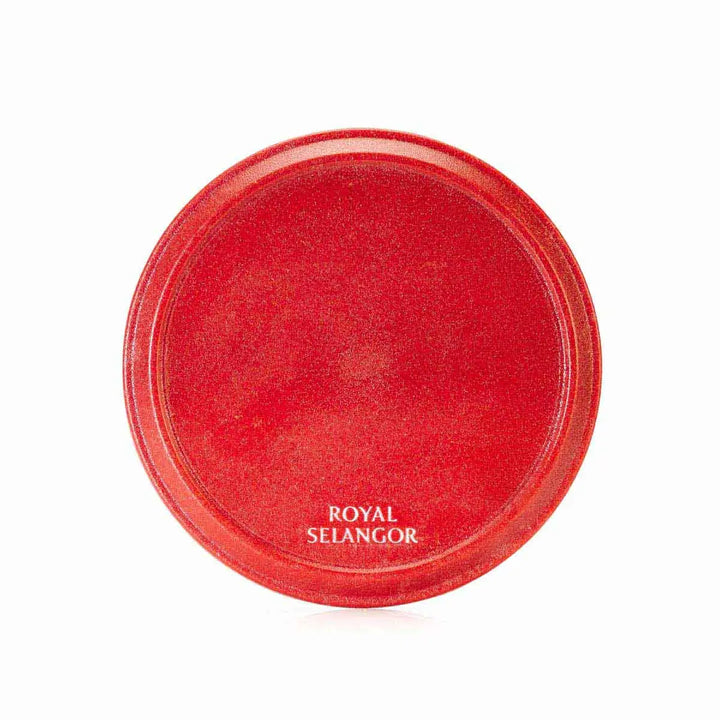 Round pewter coaster with a raised design of a rearing horse, set against a red eco-composite base—symbolizing vitality, energy, and progress for the Year of the Horse.