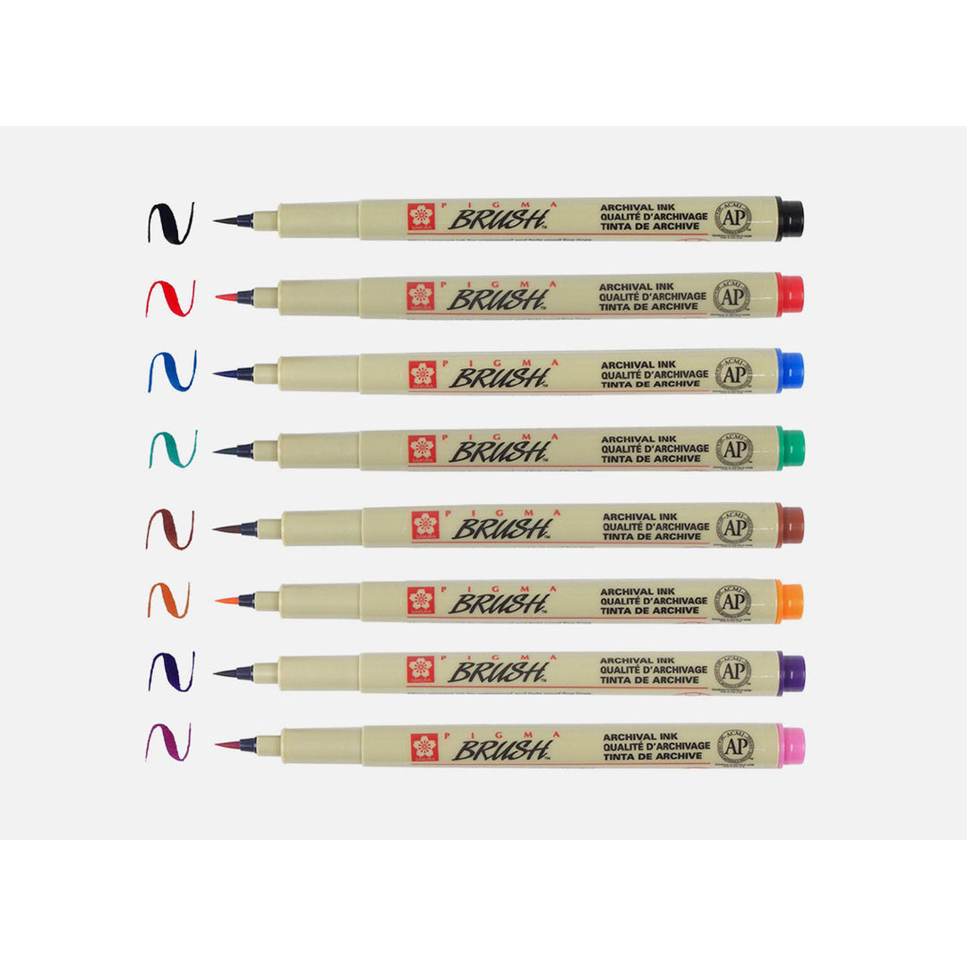 Sakura Pigma Brush Set of 8 – range lineup