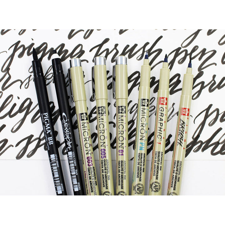 Sakura Pigma Brush Set of 8 – range lineup