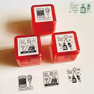 Eric Small Things Pre-Inked Stamp by Sanby Japan, compact black-ink stamp for journaling and planner decoration.