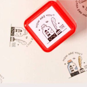 Sanby x Eric Small Things Pre-Inked Stamp – Bottle, Japanese stationery pre-inked stamp with black oil-based ink.