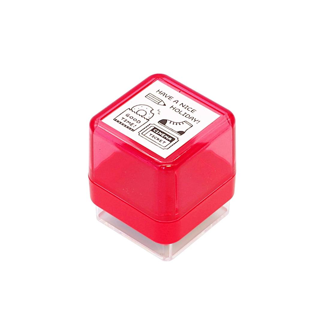 Sanby x Eric Small Things Pre-Inked Stamp – Nice Holiday, Japanese planner stamp with black ink for journaling and crafts.