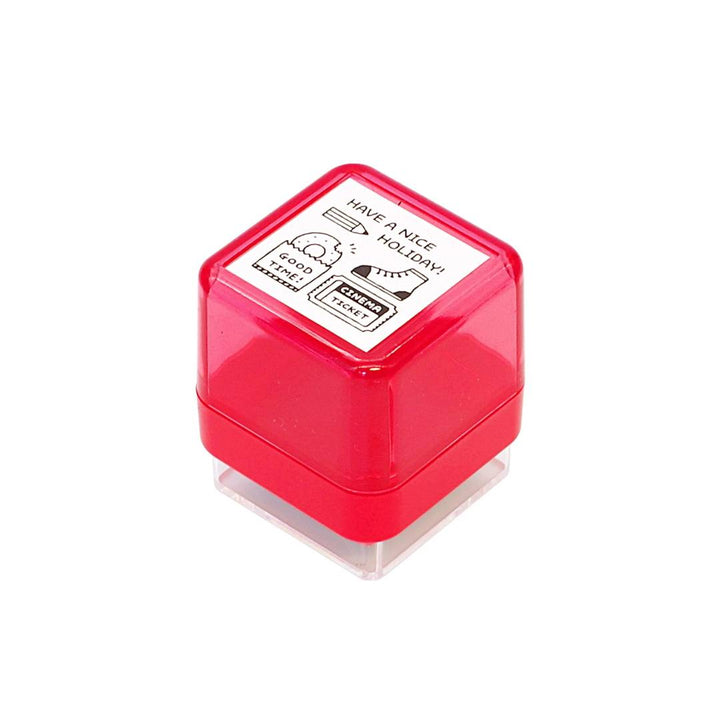 Sanby x Eric Small Things Pre-Inked Stamp – Nice Holiday, Japanese planner stamp with black ink for journaling and crafts.