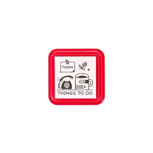 Sanby x Eric Small Things Pre-Inked Stamp – Things To Do, compact Japanese planner stamp with black ink.