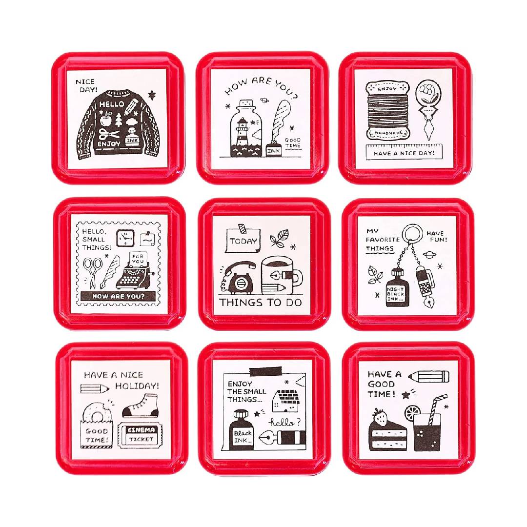 Eric Small Things Pre-Inked Stamp by Sanby Japan, compact black-ink stamp for journaling and planner decoration.