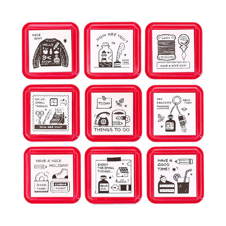 Eric Small Things Pre-Inked Stamp by Sanby Japan, compact black-ink stamp for journaling and planner decoration.