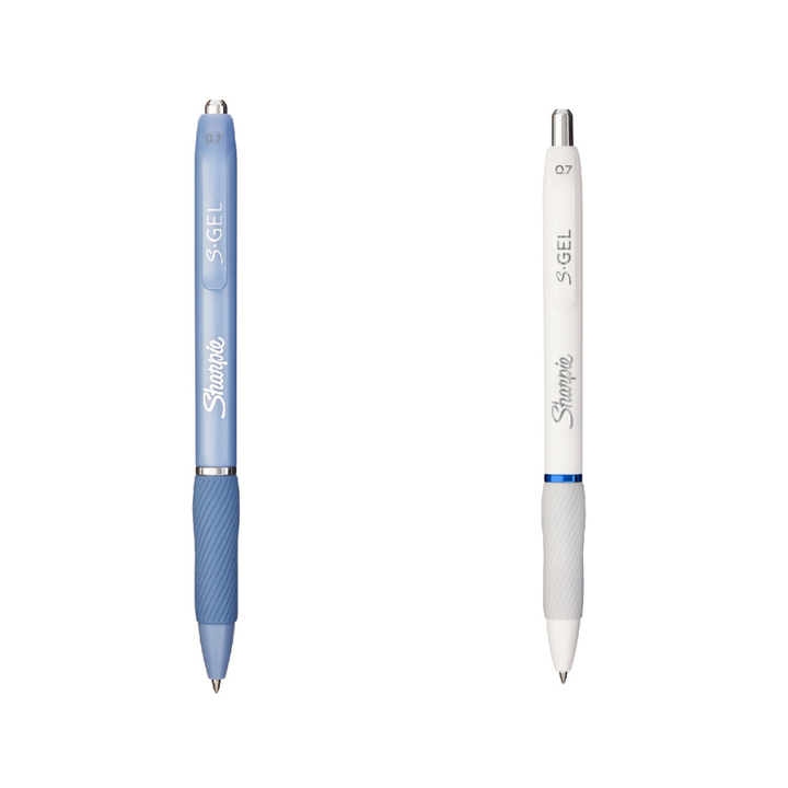 Sharpie Pen S-Gel 0.7mm Retractable - Blue Barrel (Blue Ink) — in use