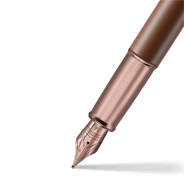Sheaffer 100 G9374 Coffee Edition Matt Brown with Brown PVD Trims Medium Fountain Pen with Coffee Pen Pouch Gift Set