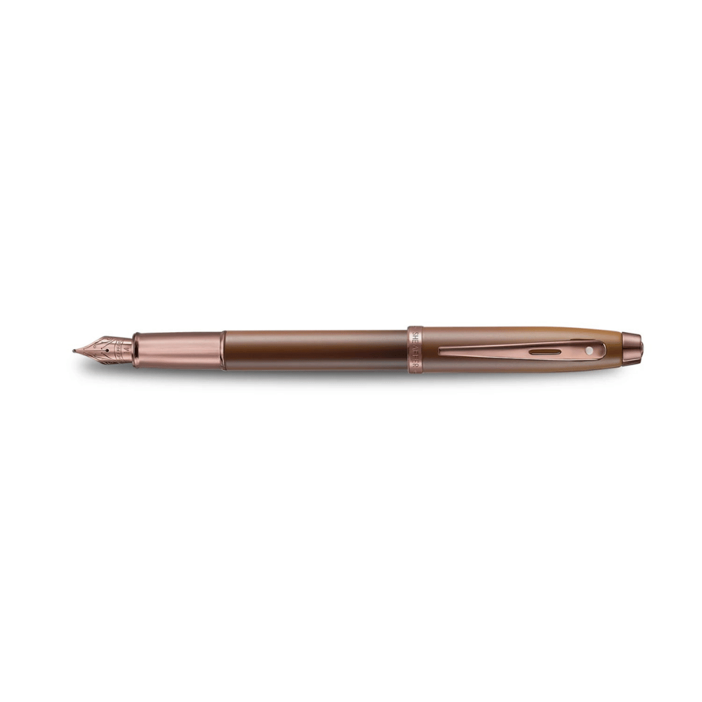 Sheaffer 100 G9374 Coffee Edition Matt Brown with PVD Trim Med Fountain Pen and 3 Ink Vials of 10 ml Gift Set