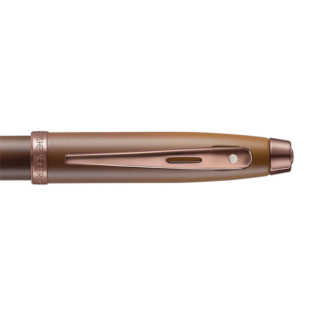 Sheaffer 100 G9374 Coffee Edition Matt Brown with PVD Trim Med Fountain Pen and 3 Ink Vials of 10 ml Gift Set