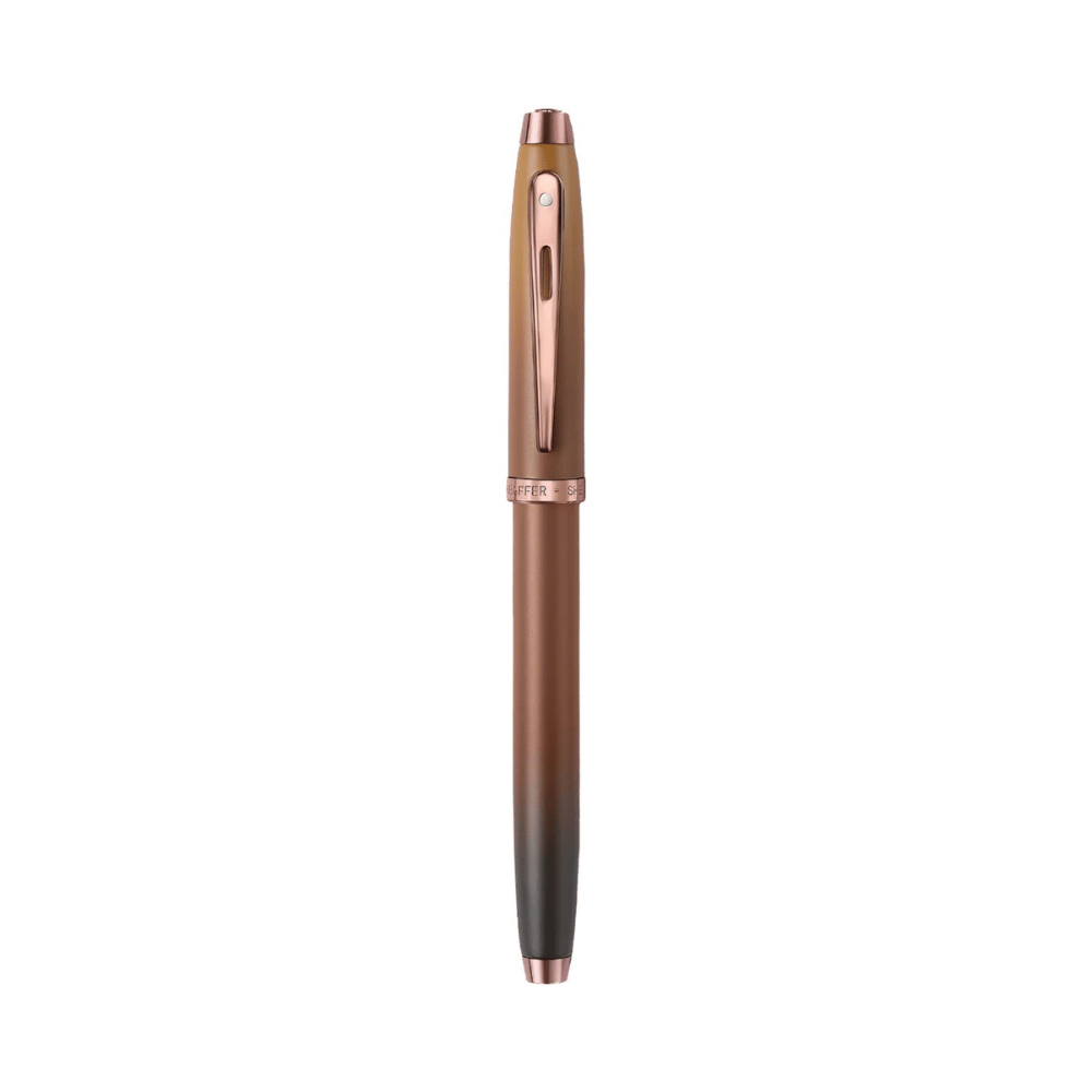 Sheaffer 100 G9374 Coffee Edition Matt Brown with PVD Trim Med Fountain Pen and 3 Ink Vials of 10 ml Gift Set