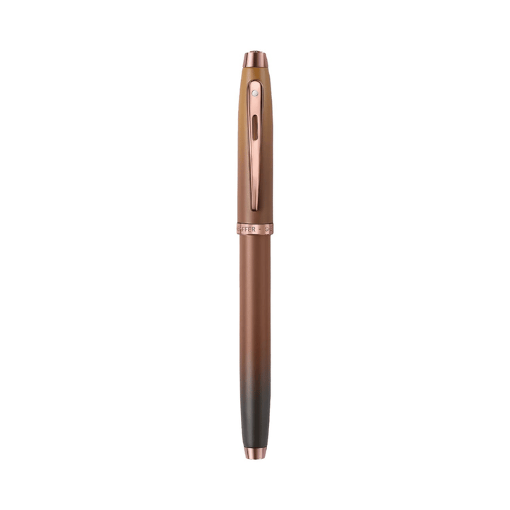 Sheaffer 100 G9374 Coffee Edition Matt Brown with PVD Trim Med Fountain Pen and 3 Ink Vials of 10 ml Gift Set